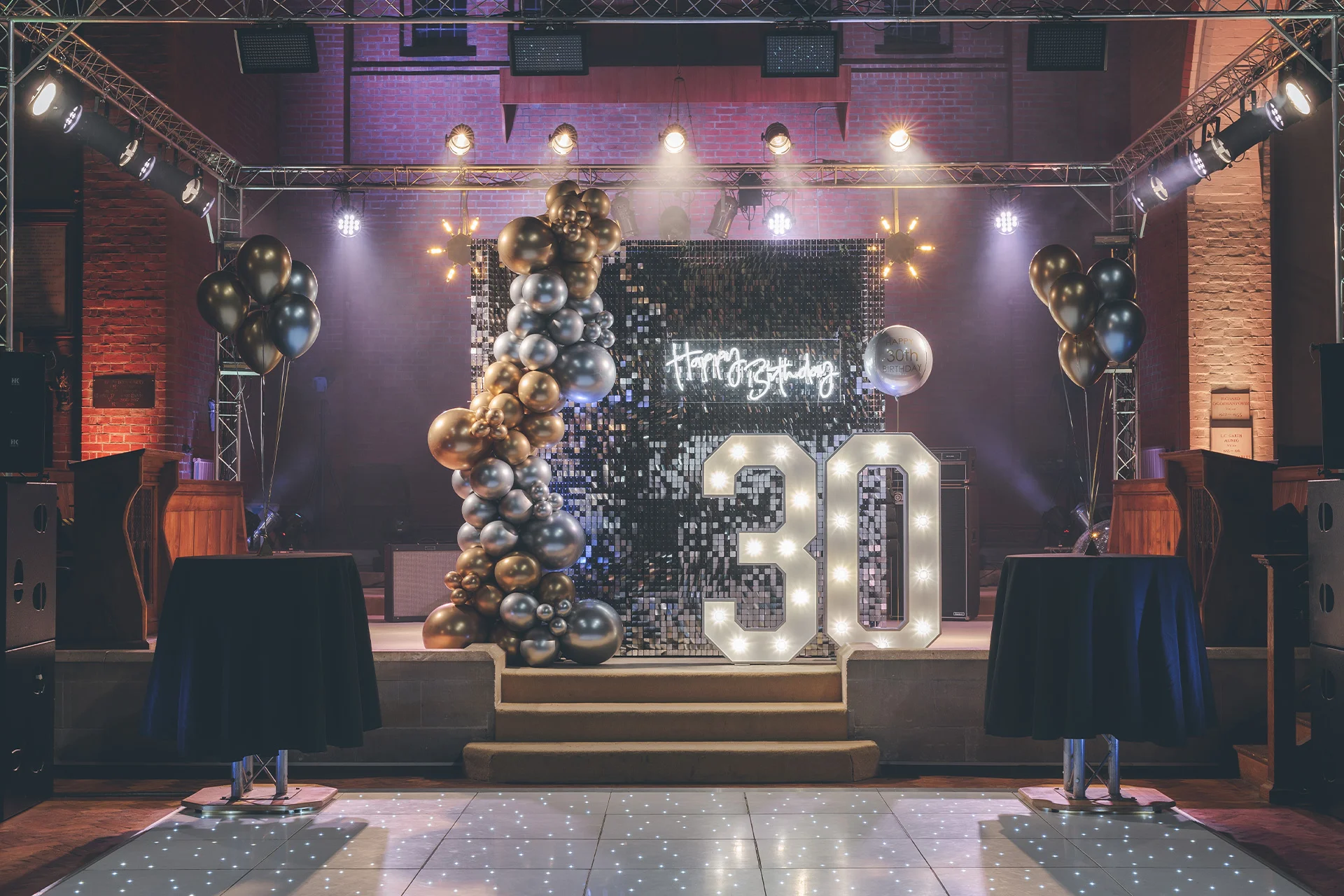 How can I create a visually exciting backdrop for party photos?