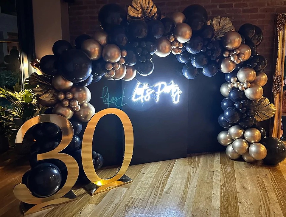 Merseyside Anniversary Party Styling & Decor Hire - Gold Mirrored Numbers